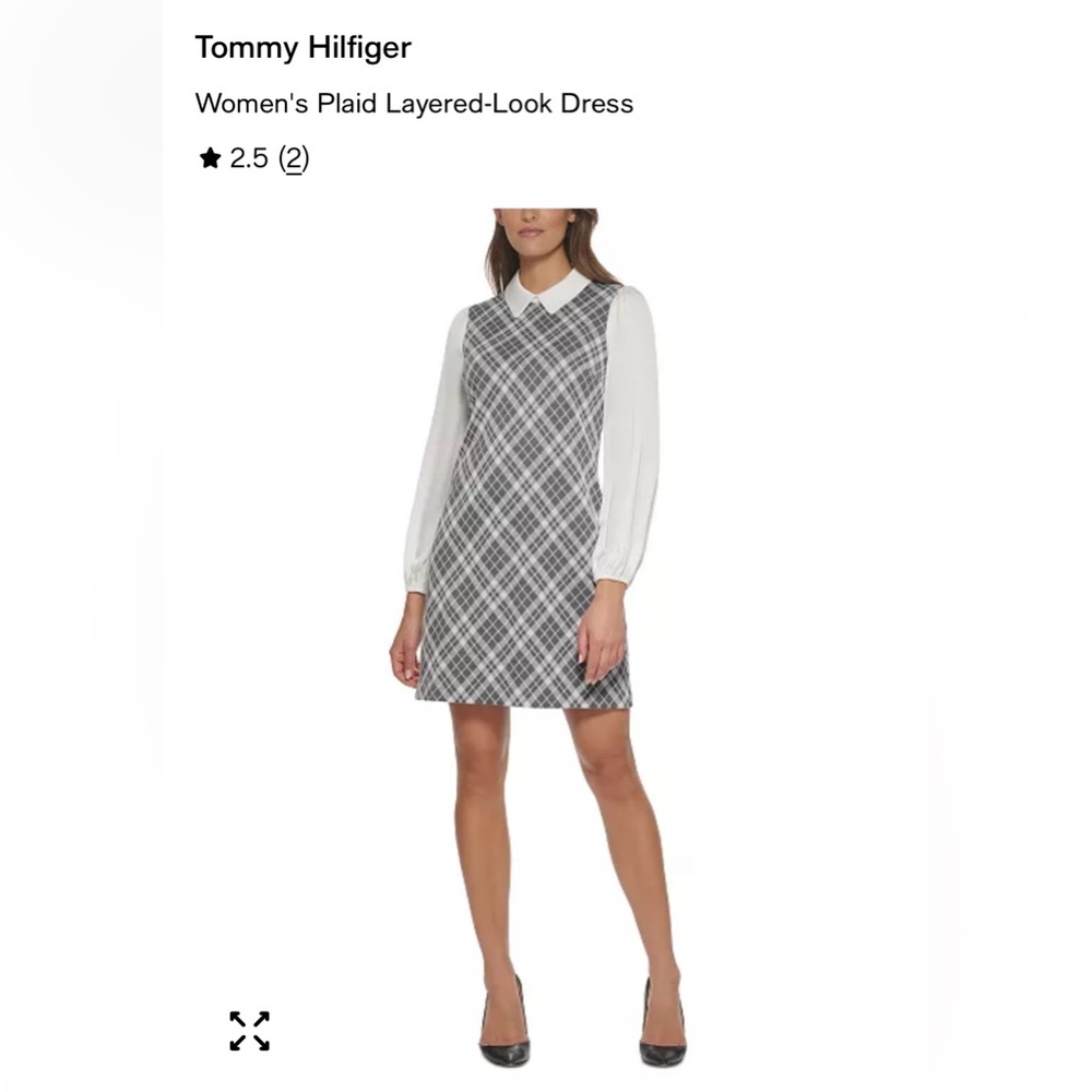 Tommy Hilfiger Gray Plaid Dress with White Accents